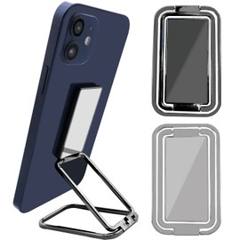 2 Pack Cell Phone Ring Stand Holder, IOUALEY Finger Kickstand 360° Rotation Adjustable Portable Metal Finger Grip Ring Kickstand Fits Most Smartphone Tablets Desk Office Car Mount, Silver/Black