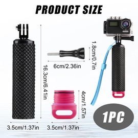 Floating Hand Grip Floating Hand Grip for Action Cameras - Ergonomic Underwater Selfie Stick, Monopod Pole in Red with Non-Slip Grip and Waterproof, Red
