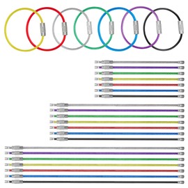 ZooviHyvi 21 Pack Stainless Steel Key Ring Loops 2mm Coated Wire Keychain Cable, 4" 6" 8" Assorted Color Cable Key Rings for Hang Key Tags, Luggage Tags, USB Drives, and Tag Keepers(7 Colors)