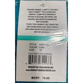 Maxine of Hollywood SWIMSUIT Manhattan Beach wear size 16 Textured Spa Shirred in Emerald