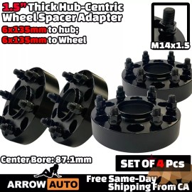 Arrow 4x 1.5" HubCentric Adapter Spacer Fit 2015-24 F150/Navigator