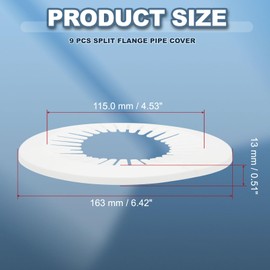 PATIKIL 115mm Plumbing Cover Plates,9PCS Wall Split Flange Pipe Cover Decoration Escutcheon Plate Collar Flange Water Pipe Decoration PP Plastic for Wall Pipe Tube Hole, White