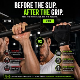 Men’s Half Finger Gym Gloves for Weight Lifting – Anti-Slip Lightweight Grips with Adjustable Wrist Strap
