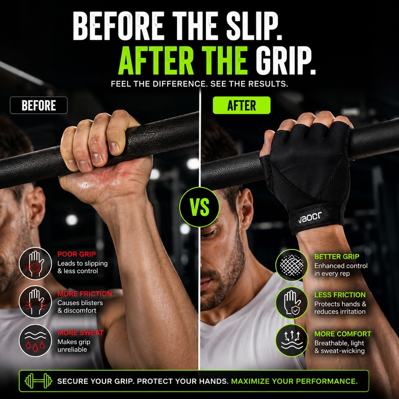 Men’s Half Finger Gym Gloves for Weight Lifting – Anti-Slip