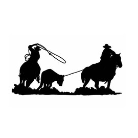 Horse Rider Decal, Team Roping Wall Sticker, Rodeo Cow Roping, Sport, Truck Trailer Graphic, Pro Cowboy, Barn Stable Decal, Kids Room Decor (18T X 38W)