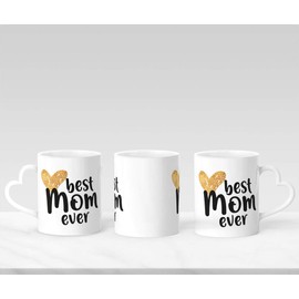 SpecialMe® Kaffee-Tasse Best Mom ever Geschenk für Mama Muttertag Dankeschön Danke sagen mit Herz-Henkel weiß Herz-Tasse