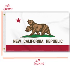3×5 FT New California Republic Flag, Large 100D Two-Headed Bear Outdoor Banner,Two-Head Bear Doube Side Printing Decor For Patio Garden With Brass Gromment