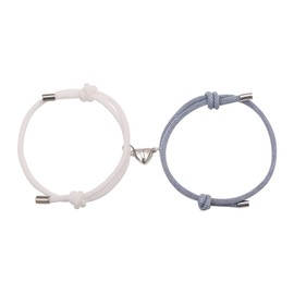 Couple Magnetic Bracelets, Relationship Bracelet Couple Gifts for Boyfriend Girlfriend Men Women and Your Lover, 2 PCS Mutual Matching Couple Bracelets with Love Heart Pendant(Gray&White)