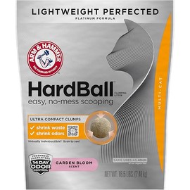 ARM & HAMMER HardBall Lightweight Platinum Multi-Cat Clumping Litter, Easy No-Mess Scooping, Garden Bloom Scent, 16.5 lbs