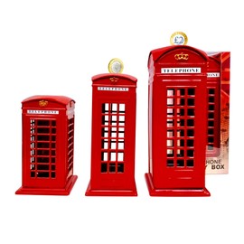 3 London Red Telephone Box Money Coins Bank Made of Die Cast Metal Piggy Bank London Souvenirs Gift