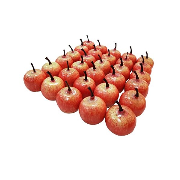 Lorigun 30pcs Artificial Lifelike Simulation 1.3" Mini Red Apples Fake