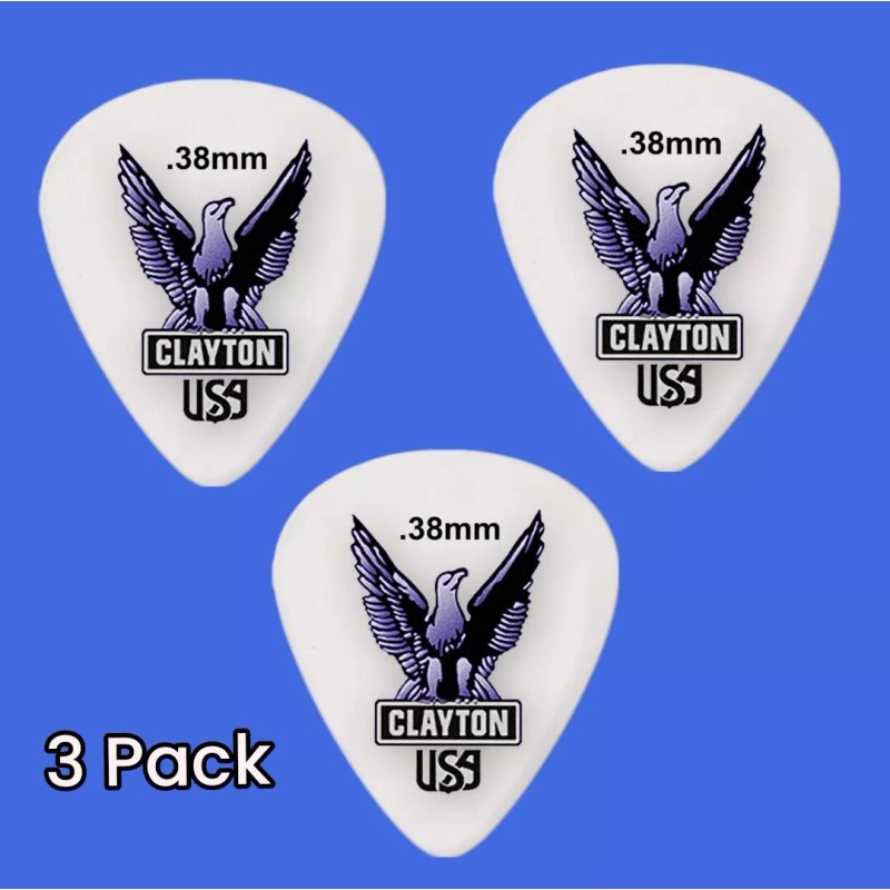 Clayton Acetal Standard Guitar Picks 0.38mm 3 Picks