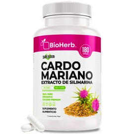 BioHerb - ® | Cardo Mariano 100% Puro | Extracto de Silimarina Estandarizado al 80% con 180 Cápsulas de 500 mg | Suministro para 90 Días...
