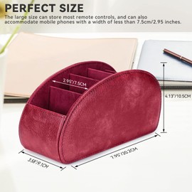 molshine Remote Control Holder with 5 Compartments,Pu Leather Office Organization Storage Caddy Box for Tv Remote,Heater Controllers,Media Player,Office Supplies,Makeup Brush (Dark Red)