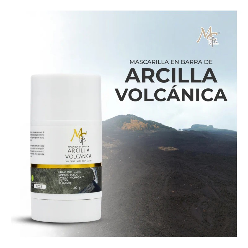 🔥 Cuidado facial mascarilla en barra arcilla volcánica mc life