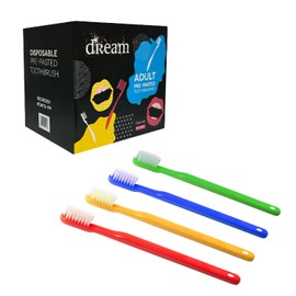 The Essentials Dreams 144 Pack Disposable Toothbrushes with Mint Toothpaste, Individually Wrapped - Prepasted Single Use Toothbrush with Soft Bristles for Camping, Hotels, Travel, Airbnb