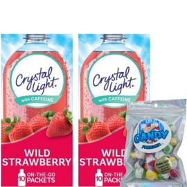 Candy Freezer Crystal-Light On The Go Drink Mix - Two (2) Pack of 10pck/0.13oz Pouches - Sugar-Free, Low-Calorie Refreshment Anytime, Anywhere and 1 oz Freeze Dried Candy Rainbow Skitzz (2 Pack, Wild Strawberry)