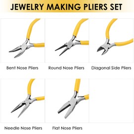 Jeweler's Pliers Set 5 Pieces Tool Set Professional Jewelry Pliers with Rounded Folded Beads DIY Jewelry