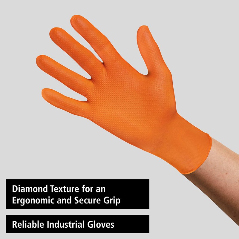 Nitrile Industrial Gloves - Diamond Texture for Better Grip, Non