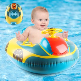 ACTOYS Swimming Ring, Baby Swimming Ring, Baby Swimming Aid with Steering Wheel Handle, Swimming Trainer Baby with Swimming Seat, Swimming Ring Children, Automotive Swimming Ring for Children 1-5