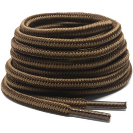 DELELE 2 Pair Round Boot Laces Outdoor Hiking Walking Shoelaces Light Brown Coffee Striped Shoe Lace Work Shoe Strings 31 inch