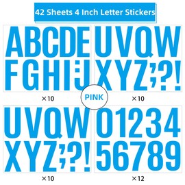 460 PCS 42 Sheets Large Letter Stickers Alphabet Numbers Bulletin Board Letters,Self Adhesive Waterproof Vinyl Stick On Letter Stickers for Poster Board Mailbox Classroom Business Decor (Blue, 4 Inch)