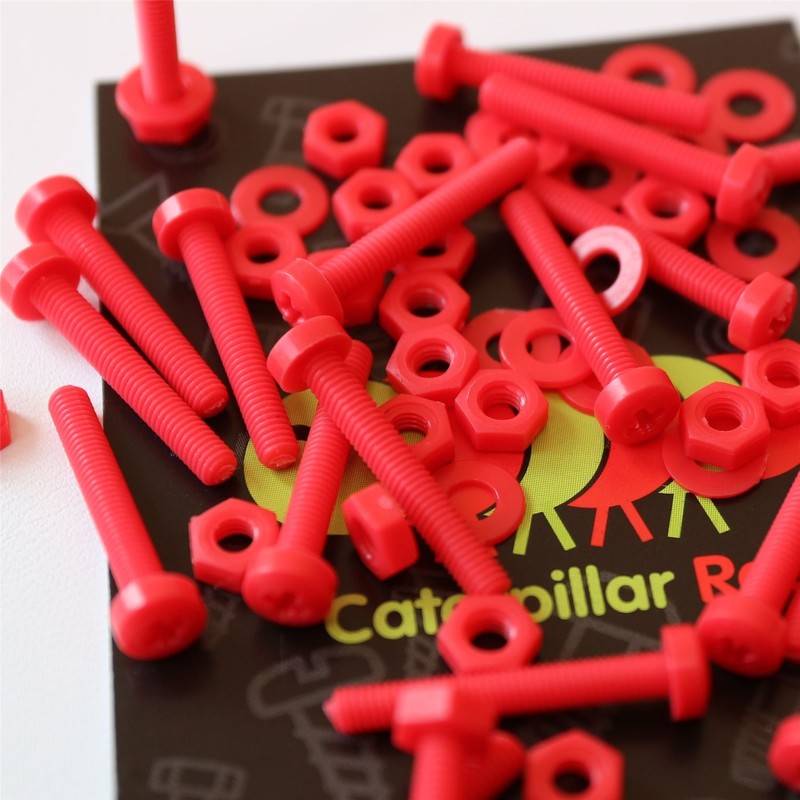 20 x Red Pan Head Screws Polypropylene (PP) Plastic Nuts