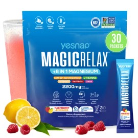 MAGICRELAX Calming Sparkling Mix with 8-in-1 Magnesium, Ashwagandha, Saffron, Vitamin D3, GABA, L-Theanine for Mood & Sleep Support, 30 Servings, No Sugar