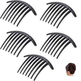LeTradeJP Hair Accessories, Twist Comb, 7 Teeth Hair Comb, Hair Closure, Easy, Bundle, Hair Arrangement, Set of 5, Black