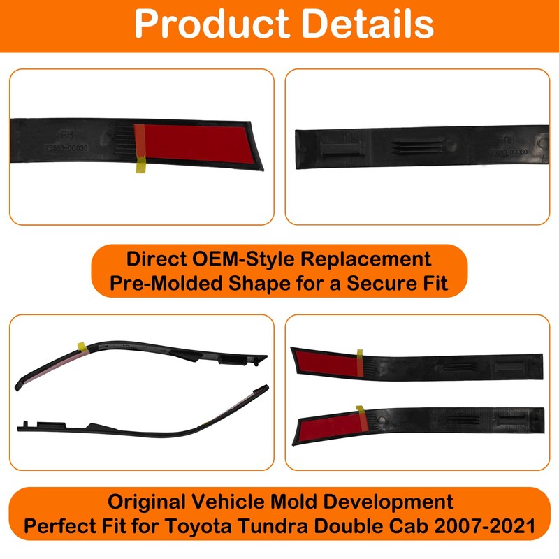 MIYIMORE 2PCS Rear Roof Drip Molding Trim Seal Kit, Compatible