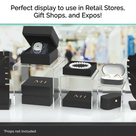 Acrylic Riser Display Stands Clear Plexiglass 3" 4" 5" High Square Retail Store Countertop Showcase Platforms for Products and Merchandise 3 Pieces by Marketing Holders