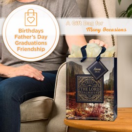 Christian Art Gifts Gift Bag/Tissue Paper Set Trust In The Lord Always Isaiah 26:4 Bible Verse, Blue/Gold, Medium