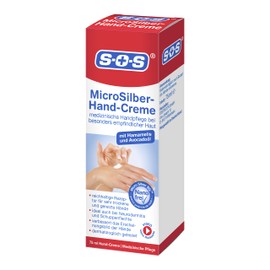 SOS MicroSilver Hand Cream, 1 x 75 ml, Rich Hand Cream for Very Dry Hands with Panthenol and Urea, Neurodermatitis Cream with Valuable MicroSilver Against Inflammation