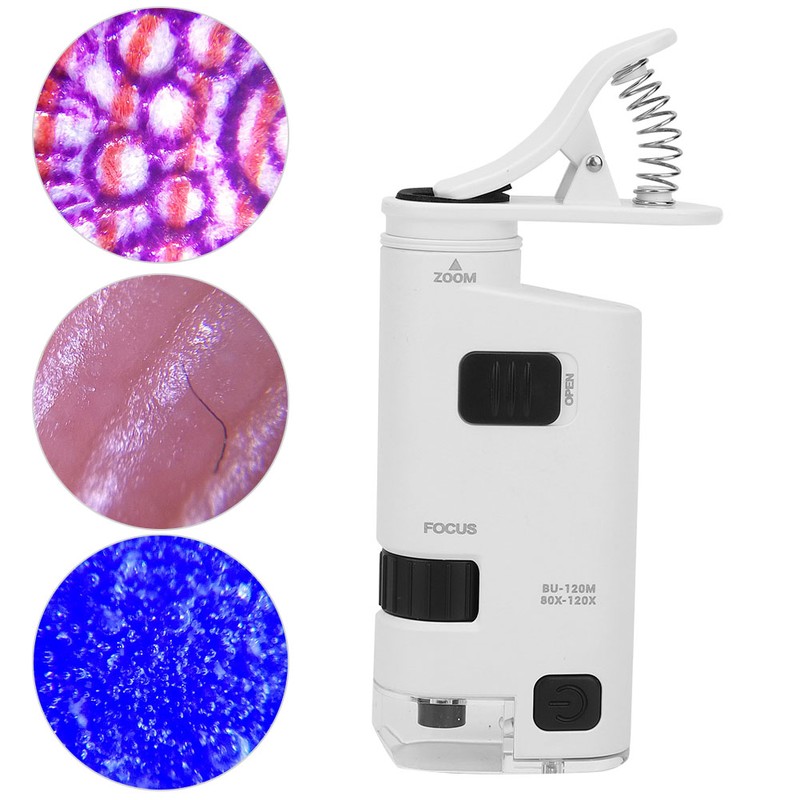 80-120X LED Cell Phone Microscope Mini Smart Phone Lens Magnifier