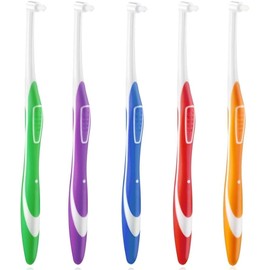 Heanvmyss Tuft Zahnbürste,5 Stück Einbüschelbürste,Kleine Einbüschelzahnbürste Getuftet Weich Büschelzahnbürste Trimm Single Interdental Zwischenraum Bürste für Zahnreinigung im Detail(5 Farben)