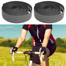 Bicycle Bar Tape 1 Pair PU EVA Road Bike Handlebar Tape Cycling Handle Wrap Non-Slip Bike Handlebar Tape Comfortable Bicycle Burlap Shock Absorption for Road Bike Bicycle (Black, White)