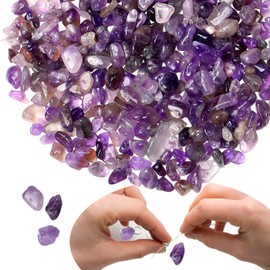XIANNVXI 400 Pcs Drilled Amethyst Beads for Crafting,Purple Gemstone Beads Chip Beads Craft Beads for Jewelry Making,5-8mm Irregular Natural Tumbled Stone Beads Loose Beads Purple Beads for DIY