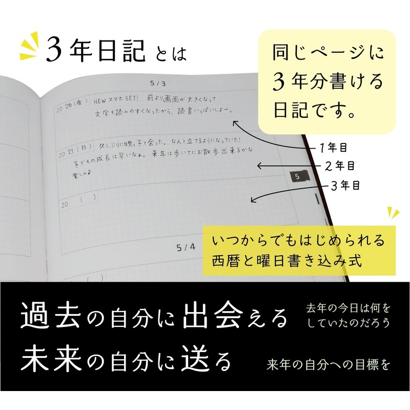 Note-Life 3 Year Diary, Square Specification, B5 (10.2 x 7.1