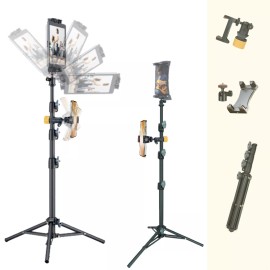 LINCO 55" Adjustable Steel Tablet Tripod Stand with 360° Rotating Phone Holder
