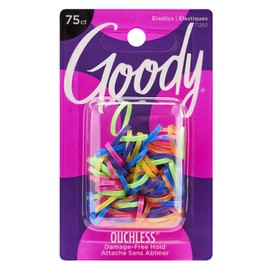 Goody Mini Latex Hair Elastics, 75 Count, Assorted Neon Colors, Suitable for All Hair Types, Pain-Free Styling Accessories for Women, Men, Boys & Girls, Long Lasting Braids, Ponytails & More