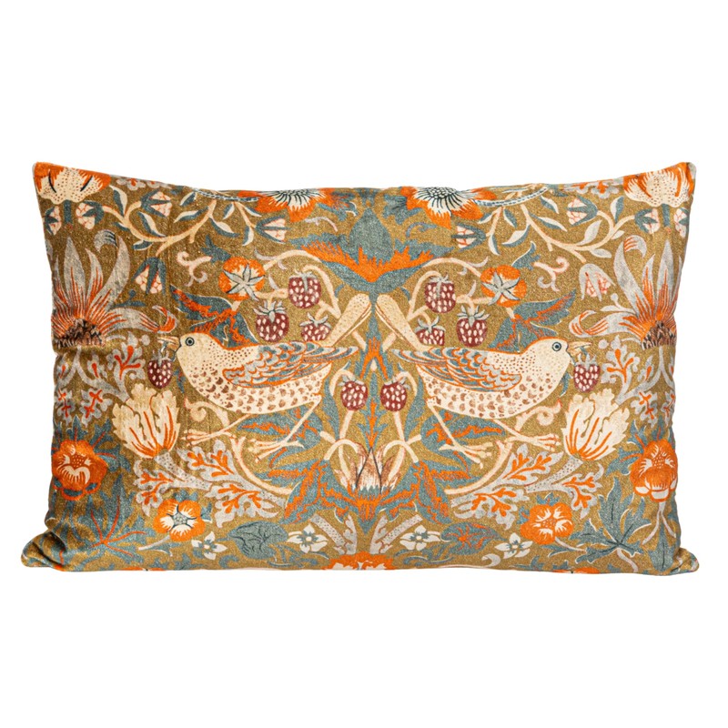 Creative Co-Op Cotton Velvet Birds and Flowers Lumbar Pillow, Multicolor