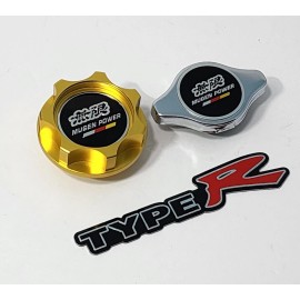 Unbranded RADIATOR CAP + OIL CAP GOLD FOR MUGEN INTEGRA RSX CIVIC EG6 EK9 ACCORD SI CRV
