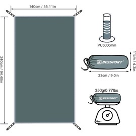 Bessport Waterproof Tent Tarp 210D Camping Tent Tarp for Oxford Cloth Tent Underlay with Carry Bag 2 Person Tent Hiking Camping Picnic Travel