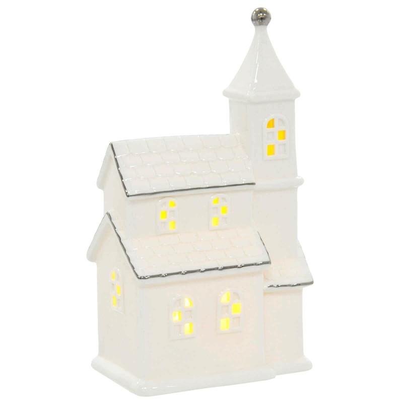 Mr Crimbo Light Up Christmas House Church Decoration Silver White
