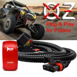 OZ-USA Horn Red Rocker Switch Pulse Power Busbar Plug Harness Polaris RZR Pro XP UTV SX