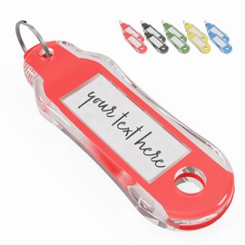 QUERGO 10-Pack Heavy Duty Key Tags with Labels & Split Rings for Keys, Key Rings with Tags, Key Fobs with Labels - Assorted Colour Keyring, Key Holder Set for Luggage, Pets, Office