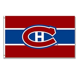 Arbinger Flag Montreal Team Strips Banner 3x5 Feet with Two Metal Grommets for Garage Man Cave Wall Decoration Durable 150D Polyester