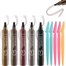 5 Colours Eyebrow Pencil, Eyebrow Pencil, Waterproof Eyebrow Pencil, Waterproof with Four Fork Tips, Micro Fork Tip, Build a Natural Make-Up