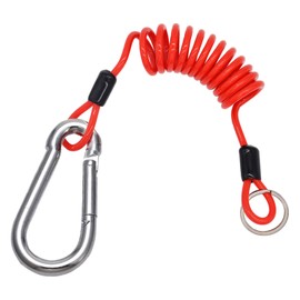 MOCOST 6 ft Trailer Breakaway Cable, Trailer Brake Cable, Stainless Steel Spring Towing Coiled Wire for RV Towing Trailer, Coiled Brake Away Cable with Stainless Steel Carabiner for Breakaway Switch