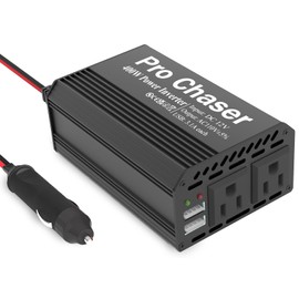 Pro Chaser 400W Car Power Inverter – DC 12V to AC 110V Converter with Dual AC Outlets & 6.2A USB Ports, Ideal for Road Trips, Camping, Small Appliances & Electronics (Black)